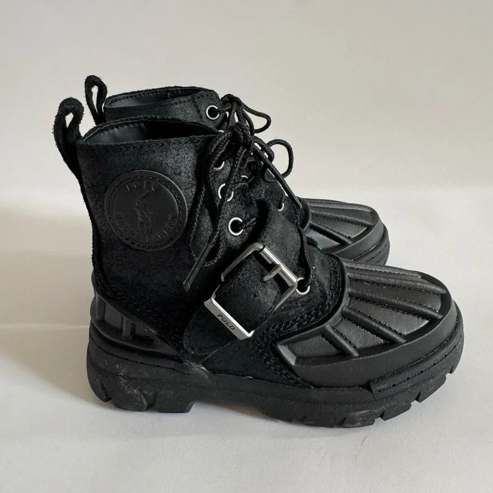 Polo Ralph Lauren Kids Boys‎ Black Oslo High Top Boots 11 Child Streetwear Duck